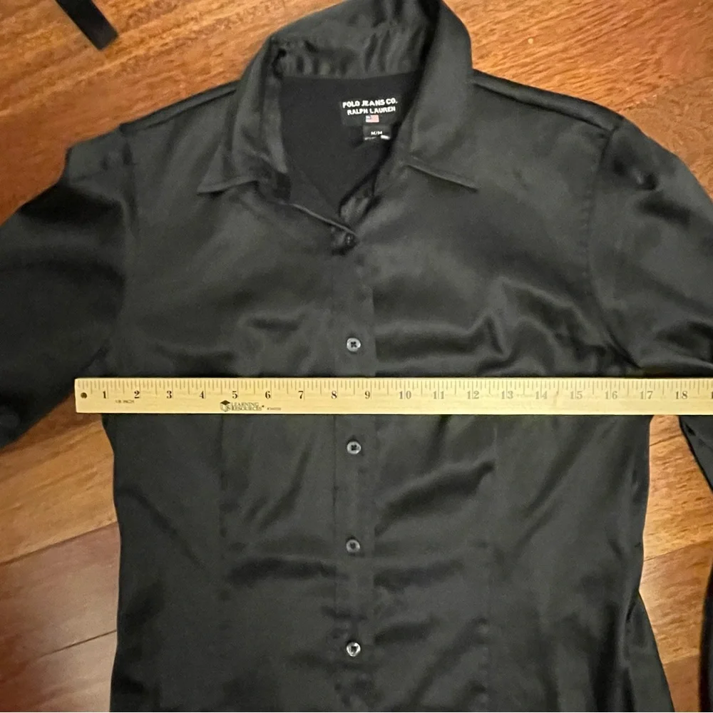Polo by Ralph Lauren Black Satin Button Down Shirt - Picture 5 of 7
